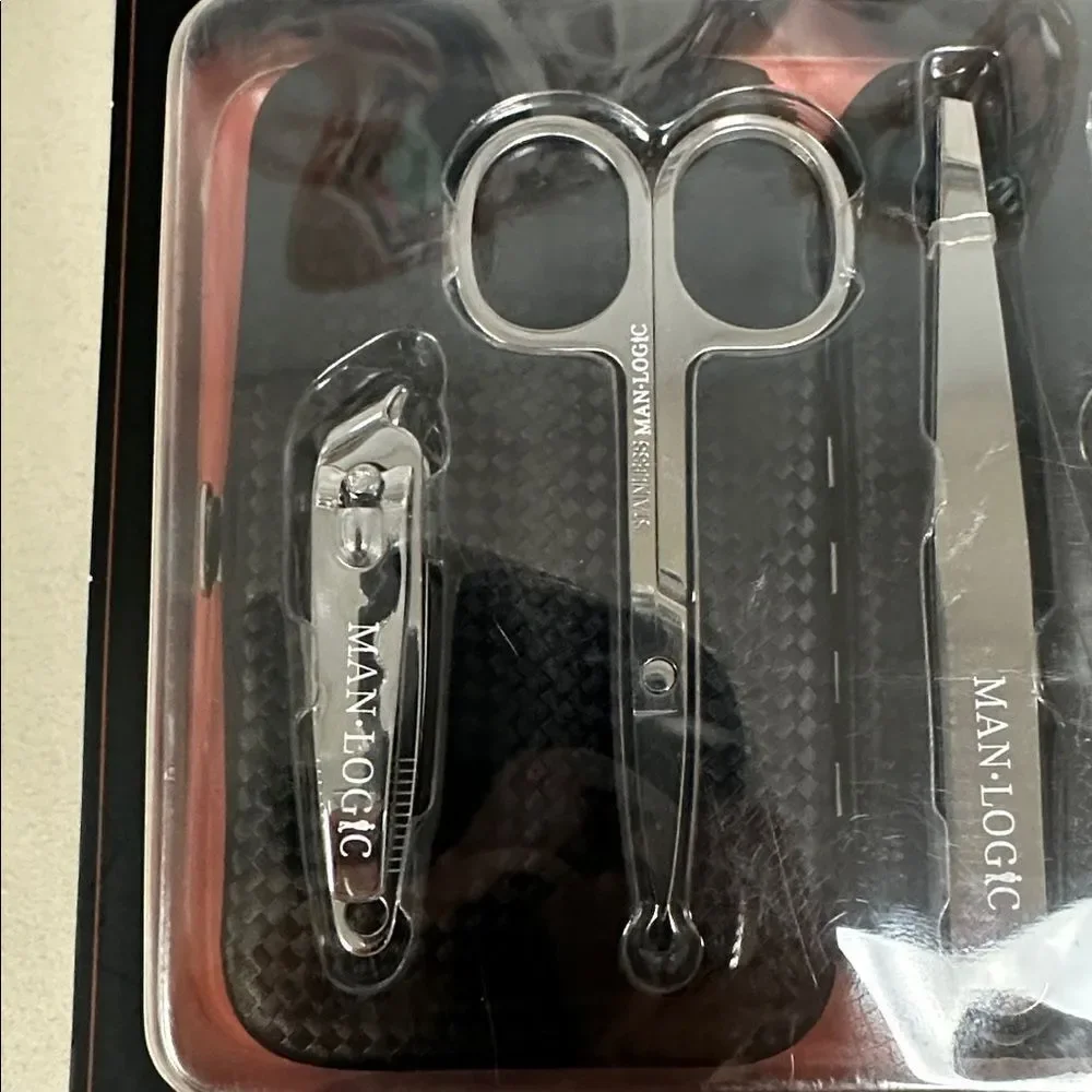MAN • LOGIC Set of 5 Grooming Essentials Stainless Steel Manicure Tools Case
